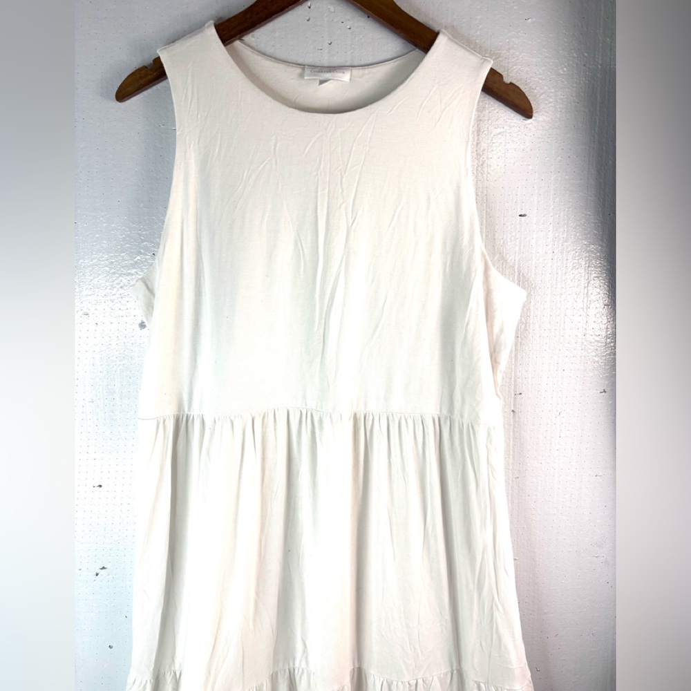 Charter Club XL Tiered Eyelet Sleeveless Classic White Dress - Picture 3 of 7